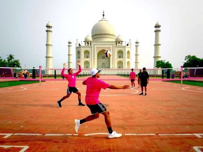 Mahal Volley Elite Taj Mahal Court - Volleyball court with Taj Mahal backdrop