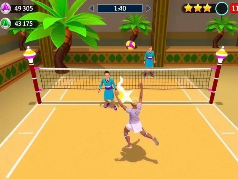 Mahal Volley Elite Gameplay - Player swiping to hit the ball